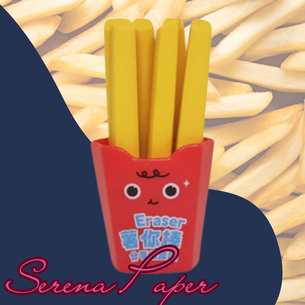 BORRACHA BATATA FRITA / PAPELARIA FOFA KAWAII / MATERIAL ESCOLAR / FAST FOOD