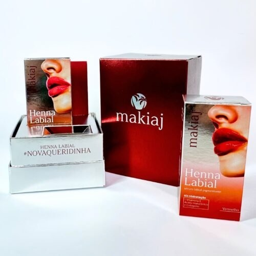 Henna Labial Makiaj Rosa e vermelha 3ML