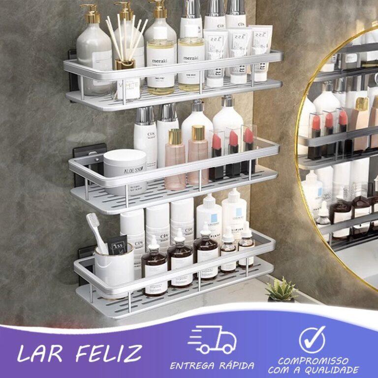 KIT 3 Suporte Prateleira De Canto Para Banheiro / 