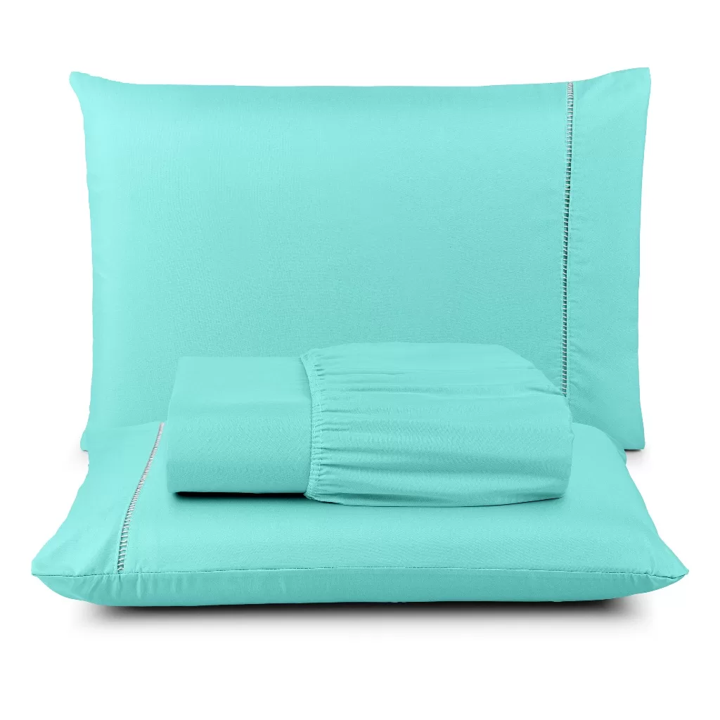 Kit Jogo de Lençol Cama Box 400 fios Toque Macio com Ponto Palito