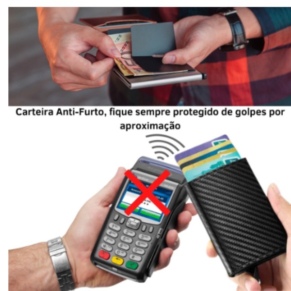3  Pcs Carteiras Fibra De Carbono Porta-Cartões M