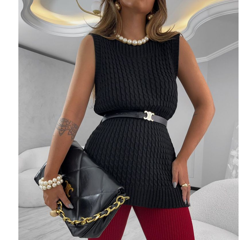 Colete Regata Feminino Tricot Luxo Elegante Verão Casual Dia a Dia