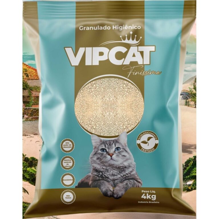Pacote Areia de Gato Vip Cat 4kg + Fardo Econômic
