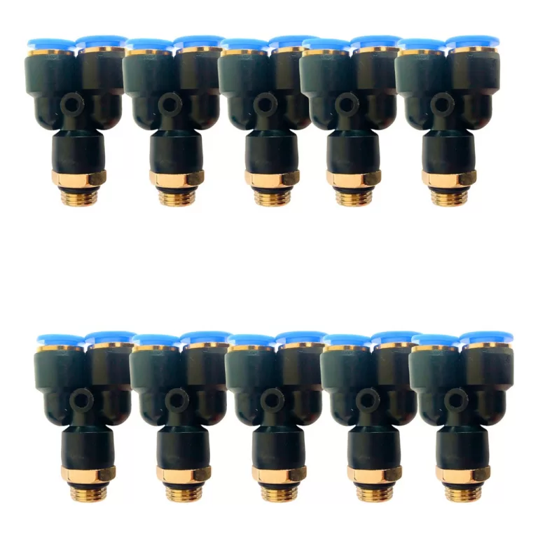 Kit Com 10 Peças Conexão Pneumática Y Rosca 1/4