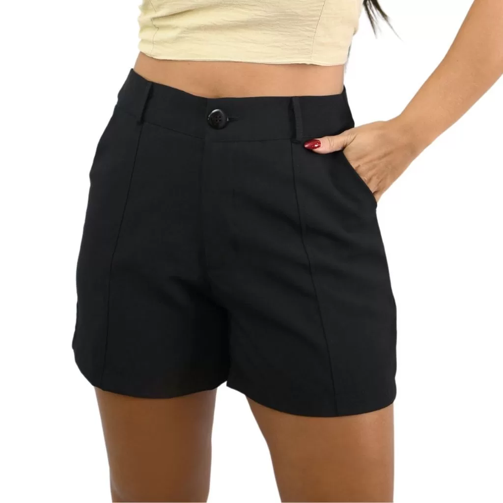 Bermuda Feminina Social Alfaiataria Shorts Cintura Alta Elegante Barato