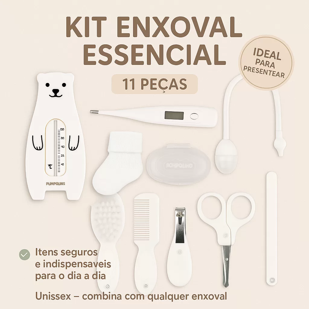 Kit Higiene bebê 11 peças completo Neutro Básico para Enxoval