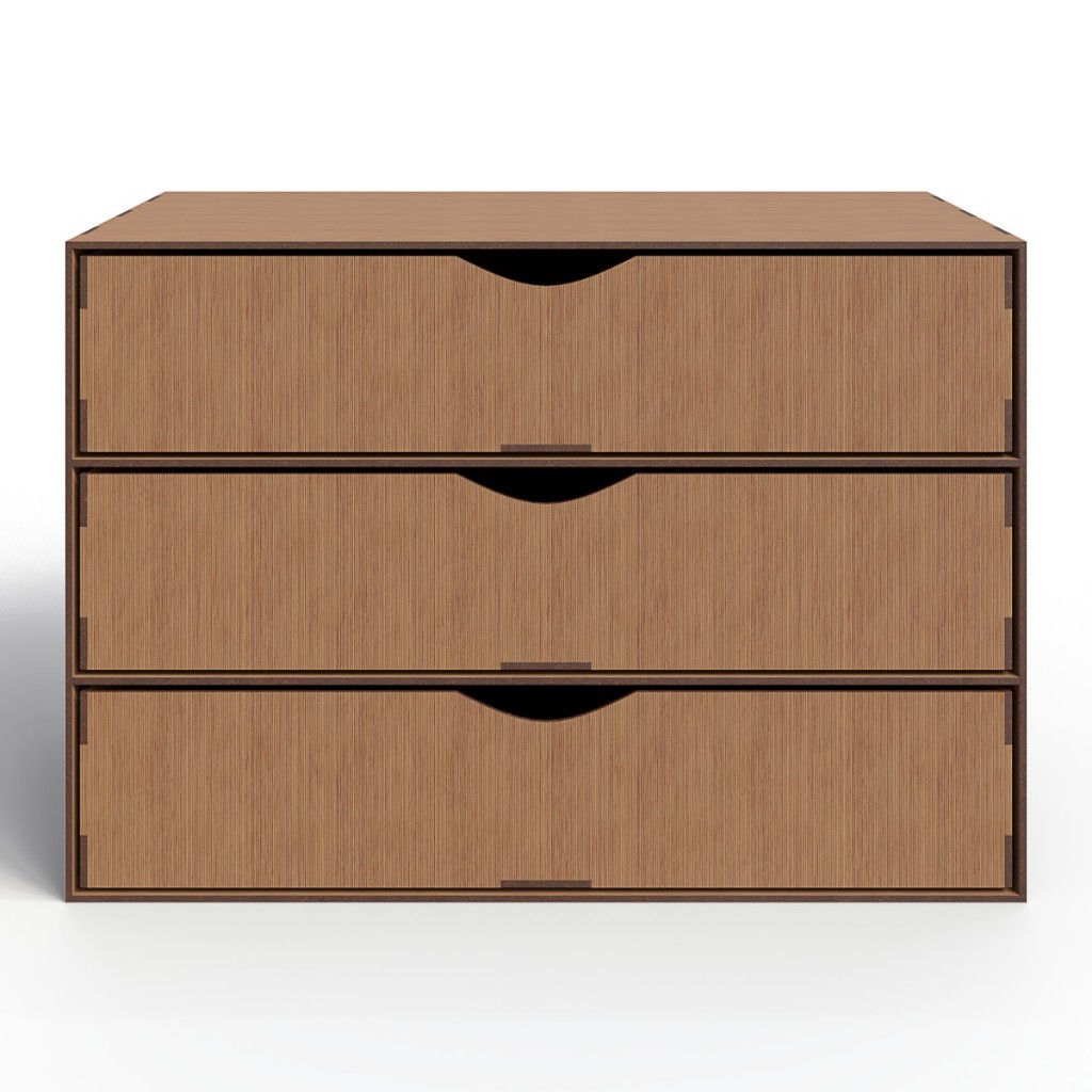 Organizador de Mesa Office Três Gavetas MDF Folha A4