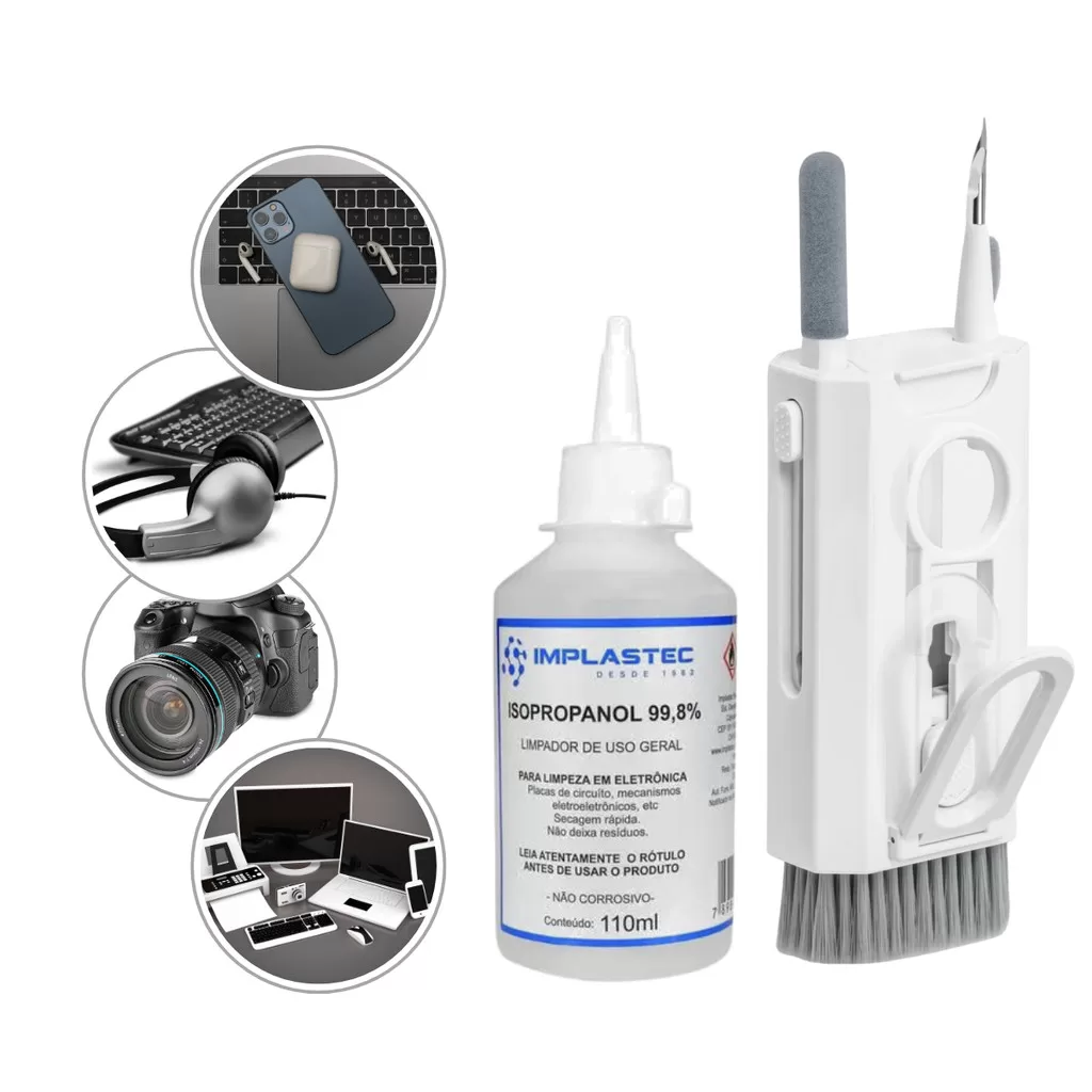 Kit de Limpeza Multifuncional 8 em 1 + Limpador multiuso de componentes eletrônicos