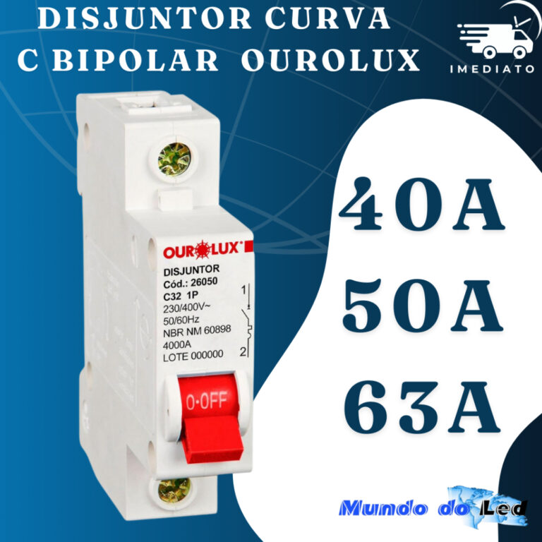 Disjuntor Curva C Unipolar 40A/50A/63A Ourolux