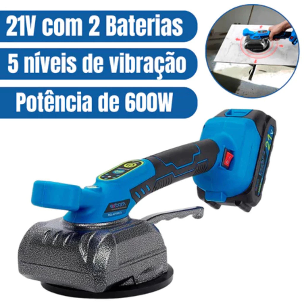 Máquina De Assentar Piso Azulejos Porcelanatos Com Ventosa E Vibração Acompanha 2 Baterias