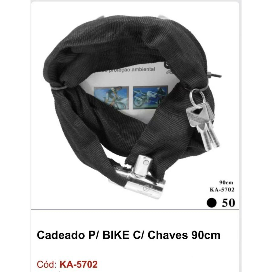 CADEADO DE CORRENTE PARA BICICLETAS E MOTOS LK-BL46 DA LUATEK 6X1000+ CADEADO DE 60MM