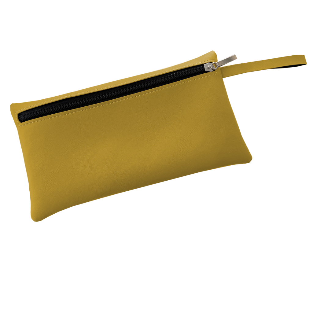 Bolsa Nécessaire de Mão Organizadora em Couro Sintético Amarelo