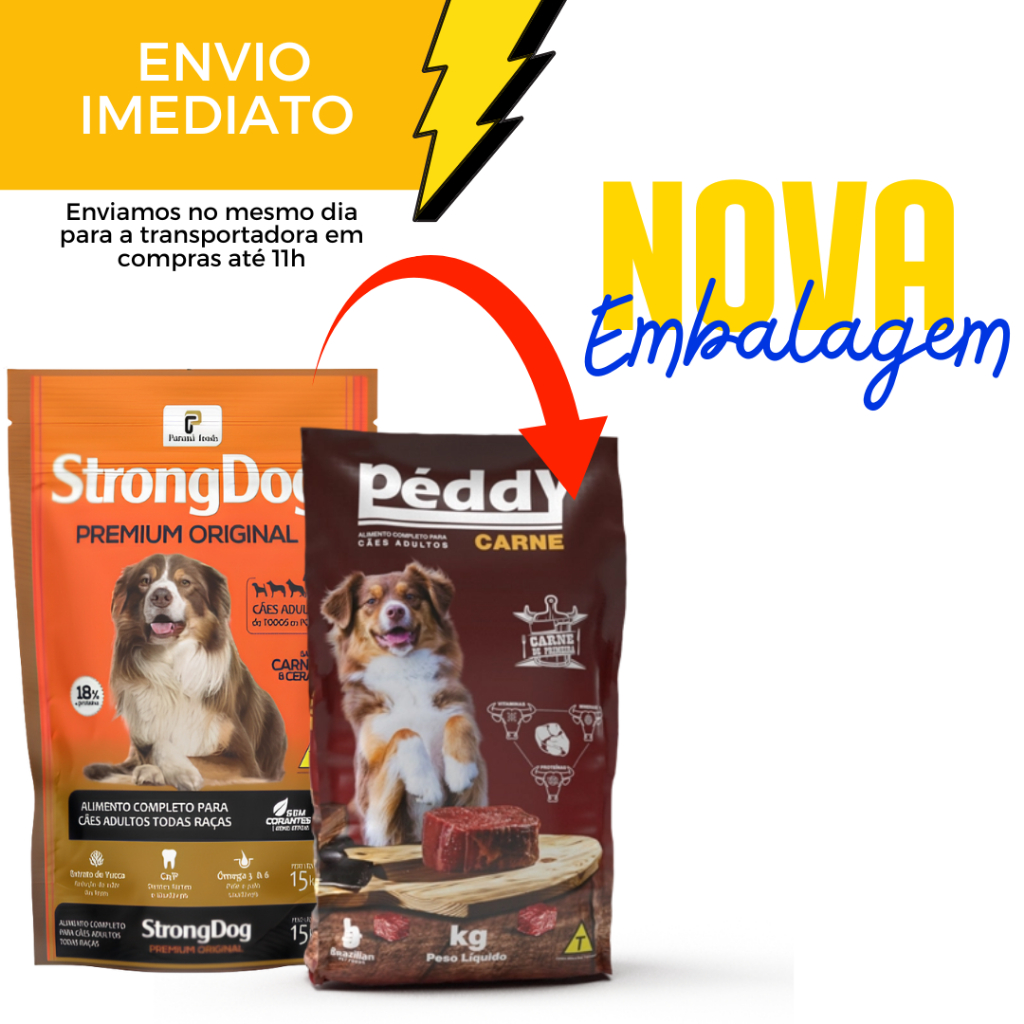 Ração p/ cães PINGO15kg com 18% de proteina sabor carne – Envio imediato