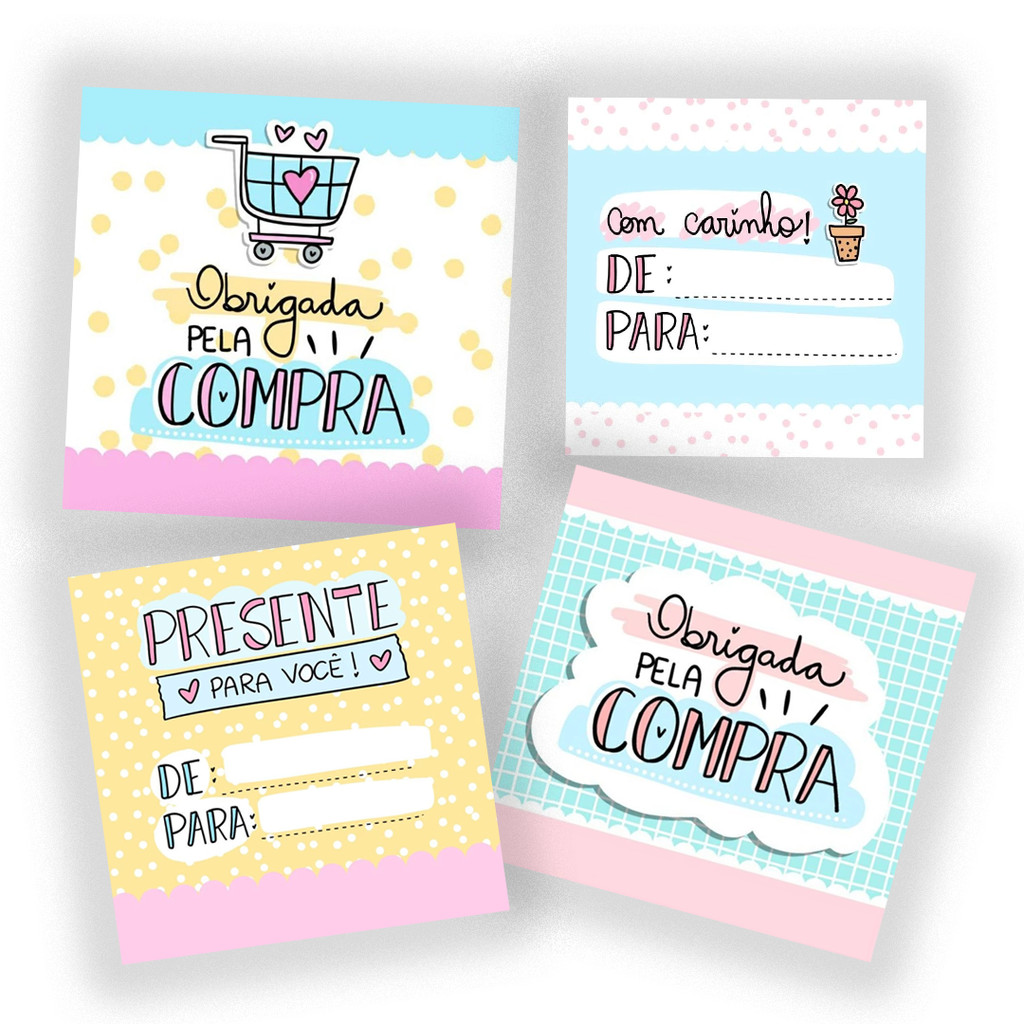 Tags Personalizadas/ Agradecimento ao Cliente 5x5cm 60 unidades