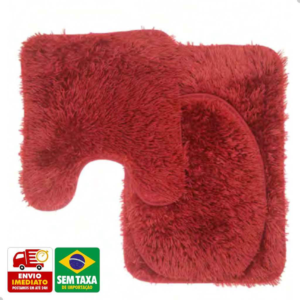 Jogo de Tapete para Banheiro 3 Peças Peludo Felpudo LT23199
