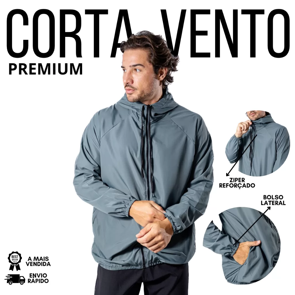 Jaqueta Masculina Corta vento liso Impermeável