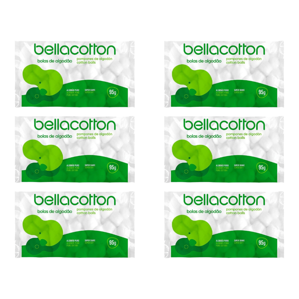 Kit 6 Algodão em Bolas Hidrófilo 100% Natural – 570g Total