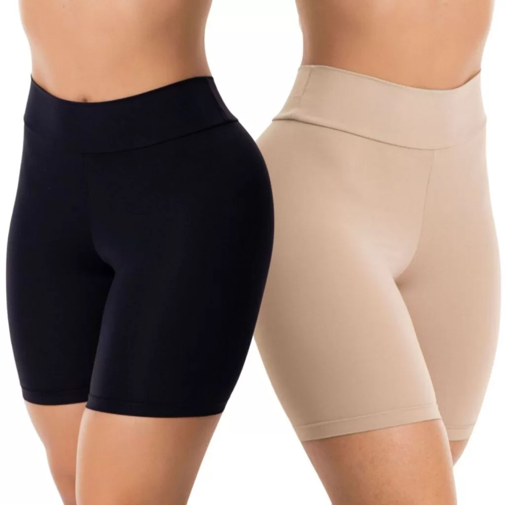 Kit 2 Short Anágua Lingerie Vestido Modeladora Bermuda Segunda Pele Confortável Preto Chocolate