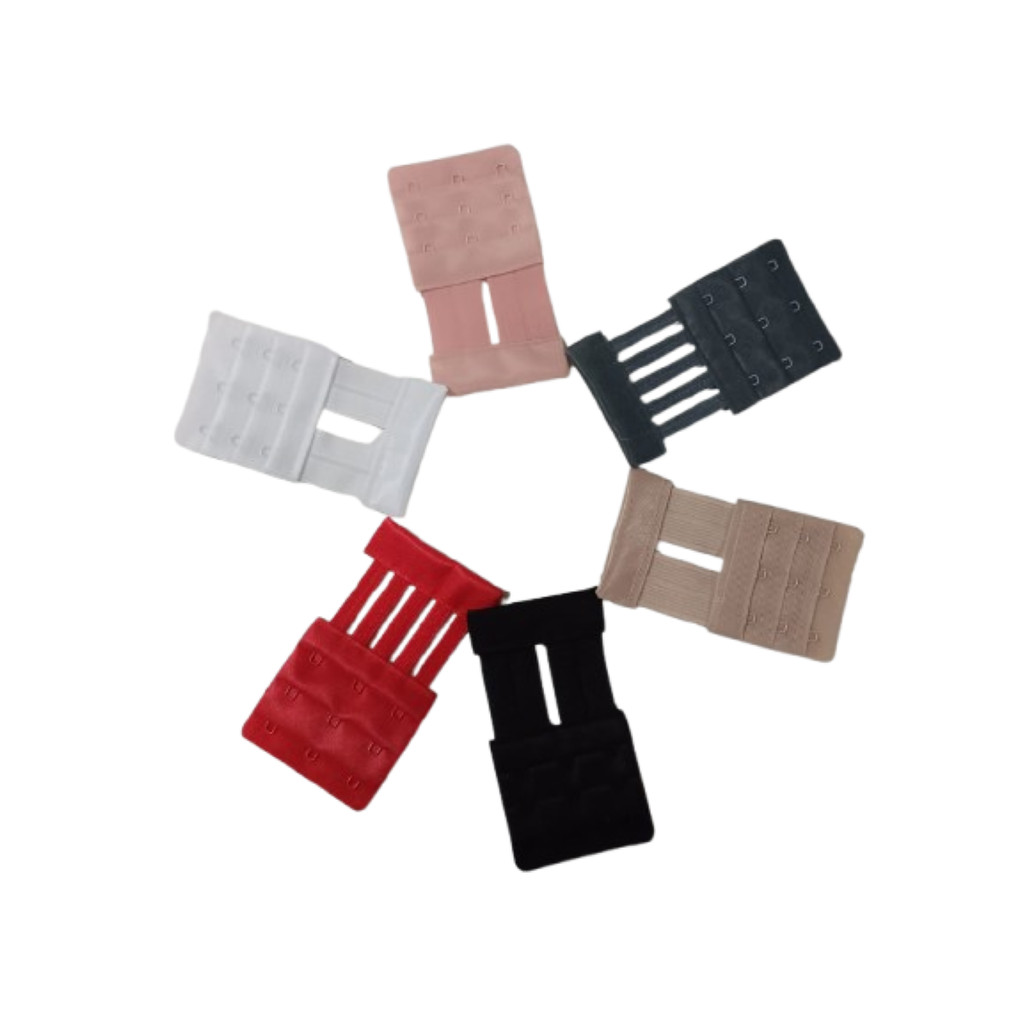 Kit de 6 extensores Elásticos para Sutiã – Modelo Médio – 3 Ganchos e 3 Regulagens – Tule e Elástico