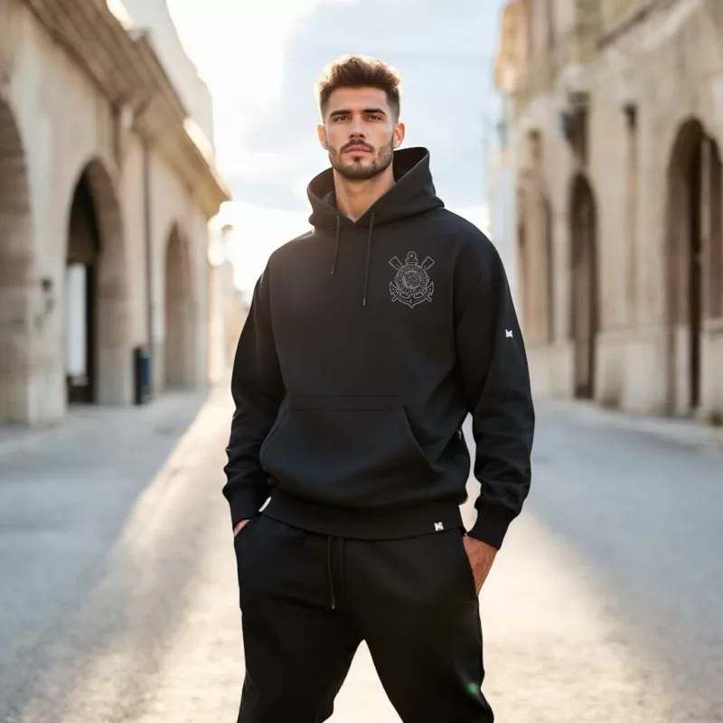 MOLETOM CASACO BLUSA DE FRIO CANGURU TIME FUTEBOL PAULISTA TIMÃO FIEL ALVINEGRO MASCULINO FEMININO U