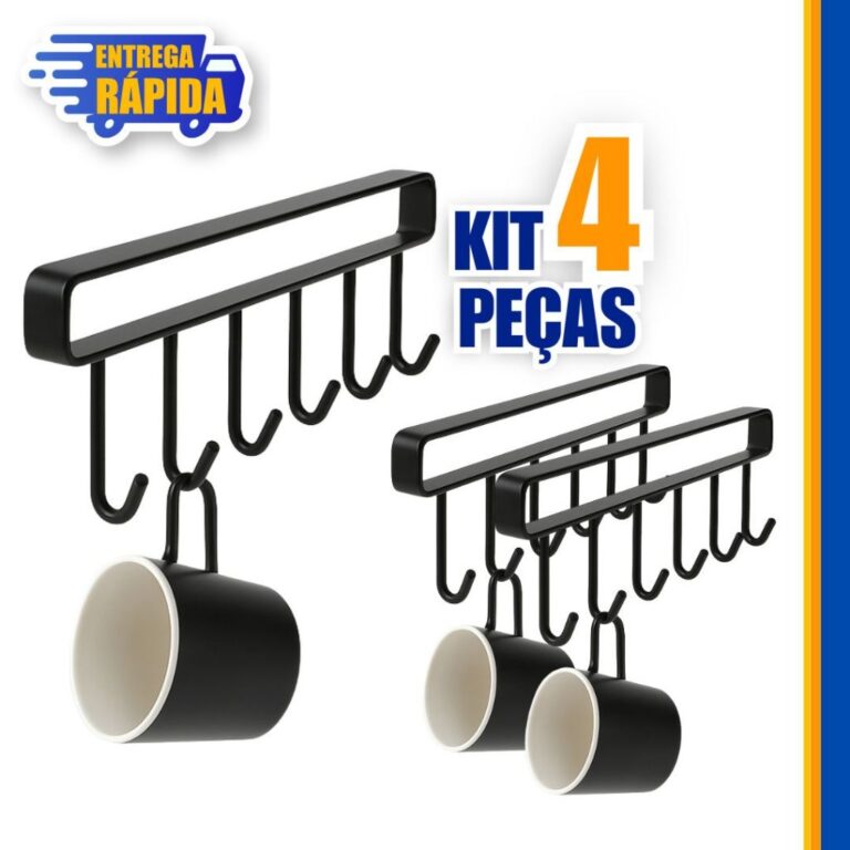 4 Suporte De Metal Porta Xícaras Canecas Utensíl