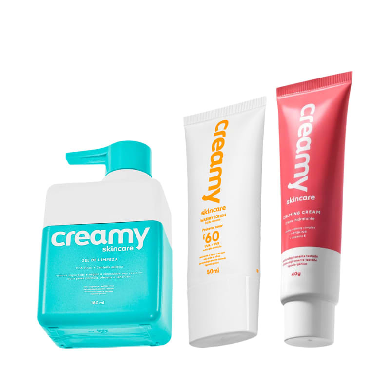Kit Creamy Limpeza Facial + Watery Lotion FPS60 + Calming Cream (3 Produtos)