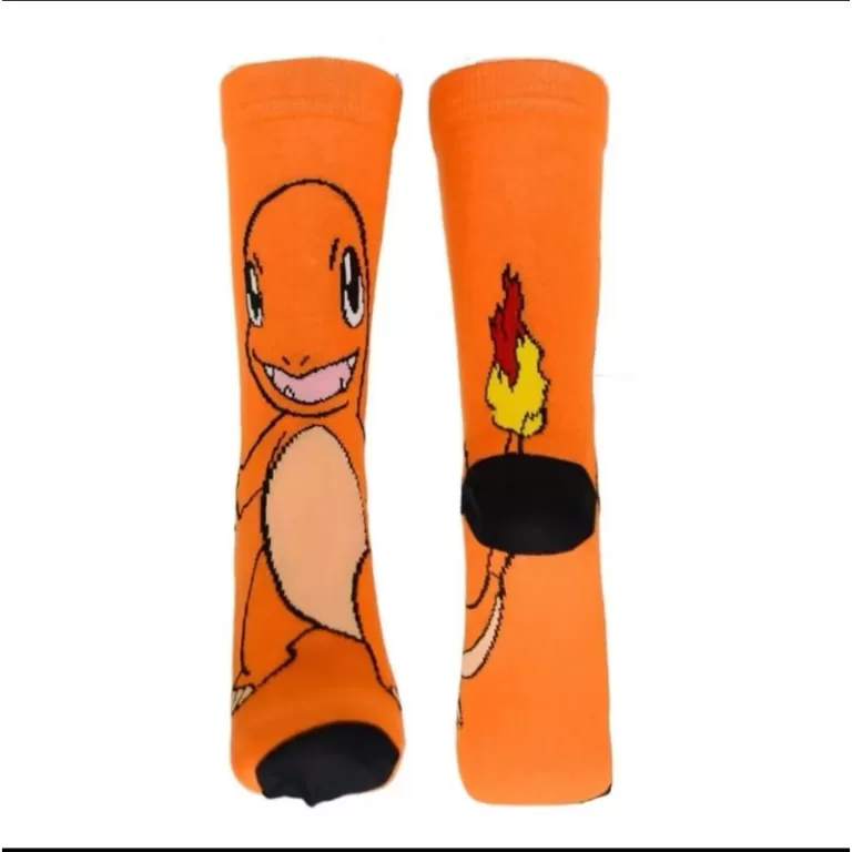 Meia Pokemon Laranja Adulto 34-43 Personagem Algod