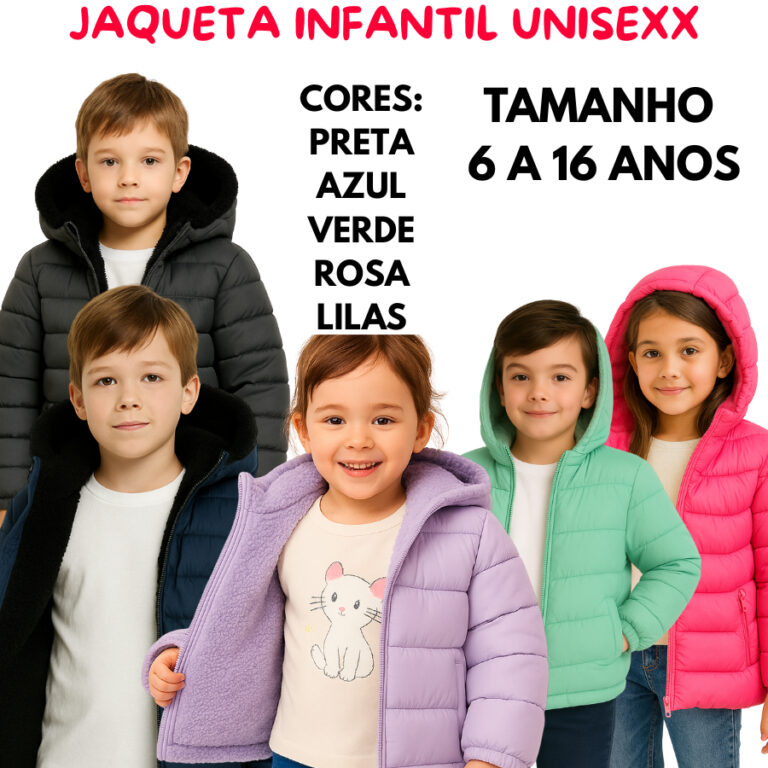 Jaqueta Infantil Juvenil Puffer Forrada Pelúcia C