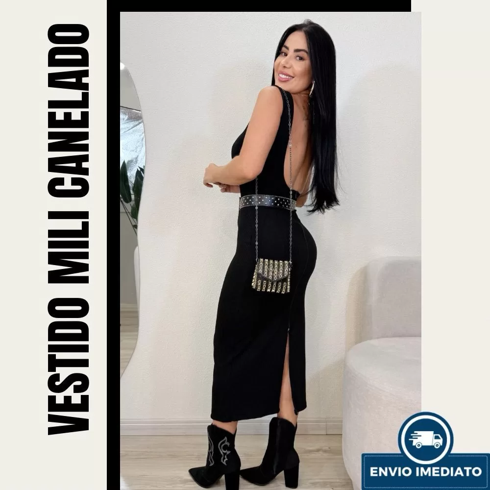 Vestido longo casual e canelado decote nas costas elegante e ideal para o dia a dia