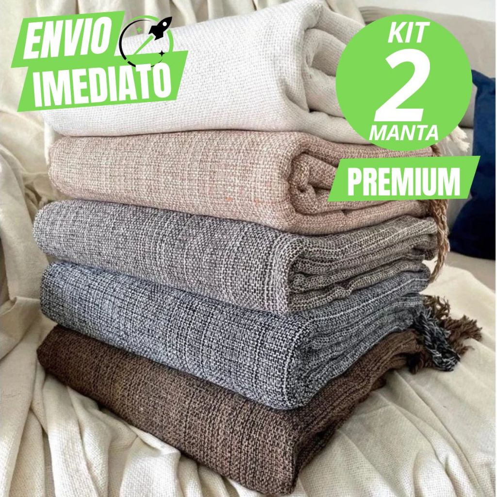 Kit 2 Mantas Sofá Gigante 100% Algodão Artesanal Capa Protetora Decoração Elegante Casa Sala