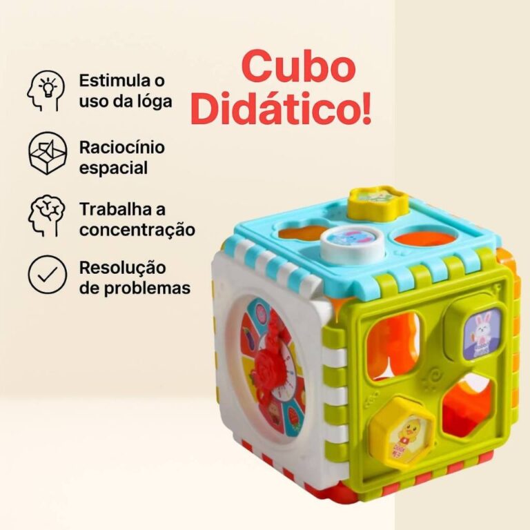 Brinquedo Cubo Educativo  Didático Bloco de Monta