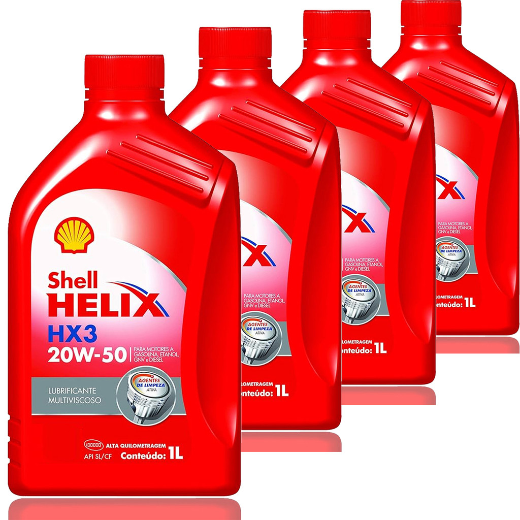Kit 4 Litros De Óleo Shell HX3 20W50 Multiviscoso