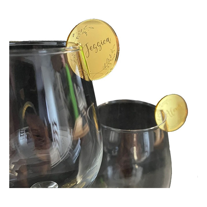 TAGS PARA COPO – ACRILICO ESPELHADO PERSONALIZADA KIT 10UNI