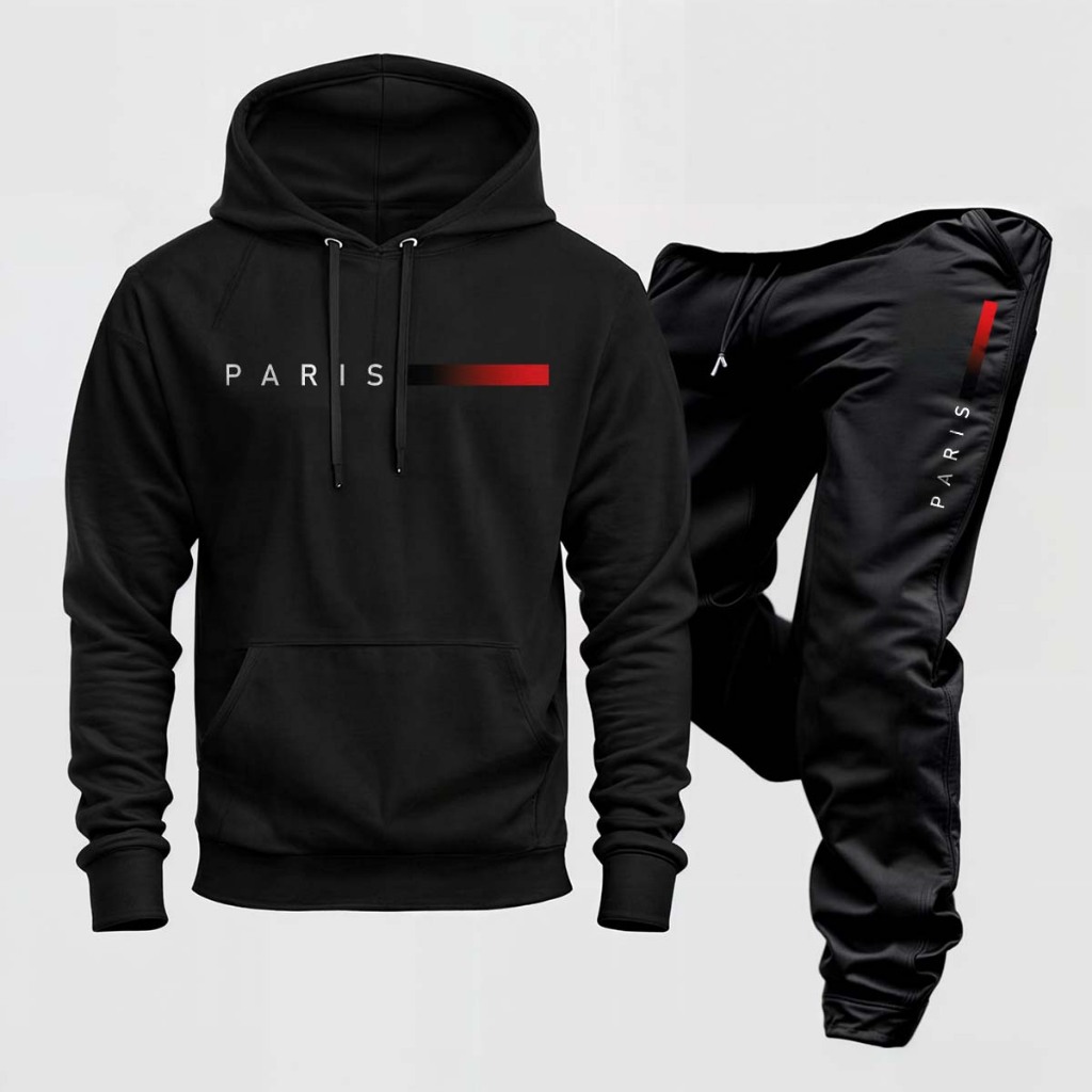 Conjunto Moletom Paris Blusa Frio Masculina Feminina e Calça Abrigo Flanelado