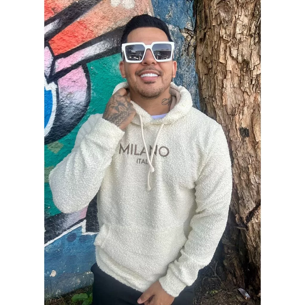 Casaco masculino agasalho de pelo bordado