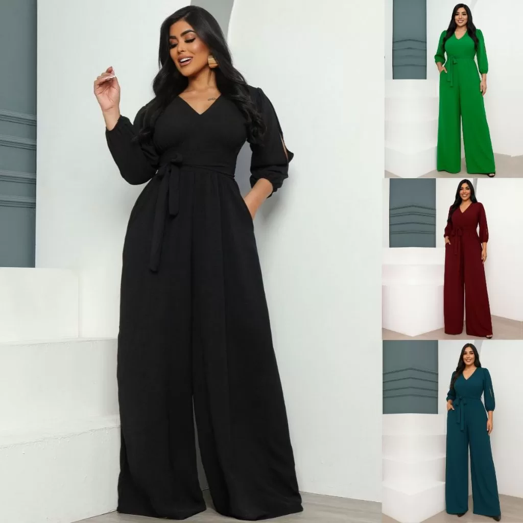 Macacão Feminino Pantalona Casual Elegante Casamento Social Atemporal Usar no Calor ou No Frio