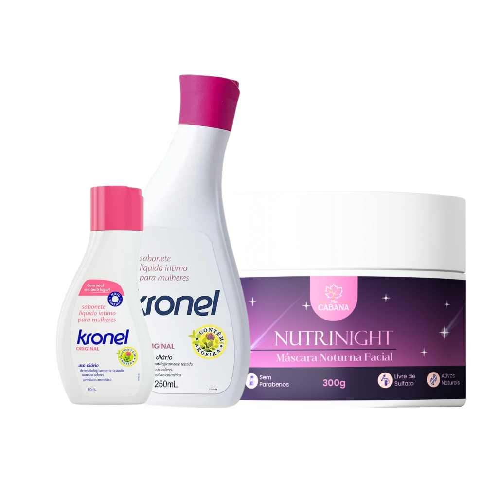 Kit NutriNight Fio Cabana 300g + Sabonete Íntimo Kronel 80mL ou 250mL | Autocuidado Completo