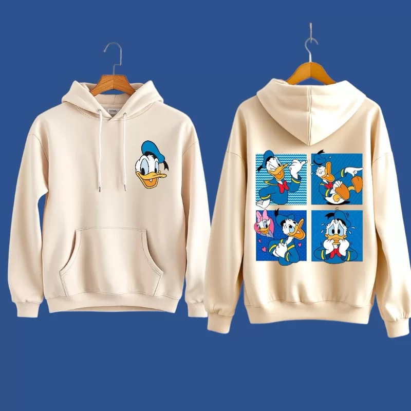 Moletom Pato Desenho Infantil Geek Algodão Canguru Unissex Adulto Blusa de Frio Masculina Flanelado