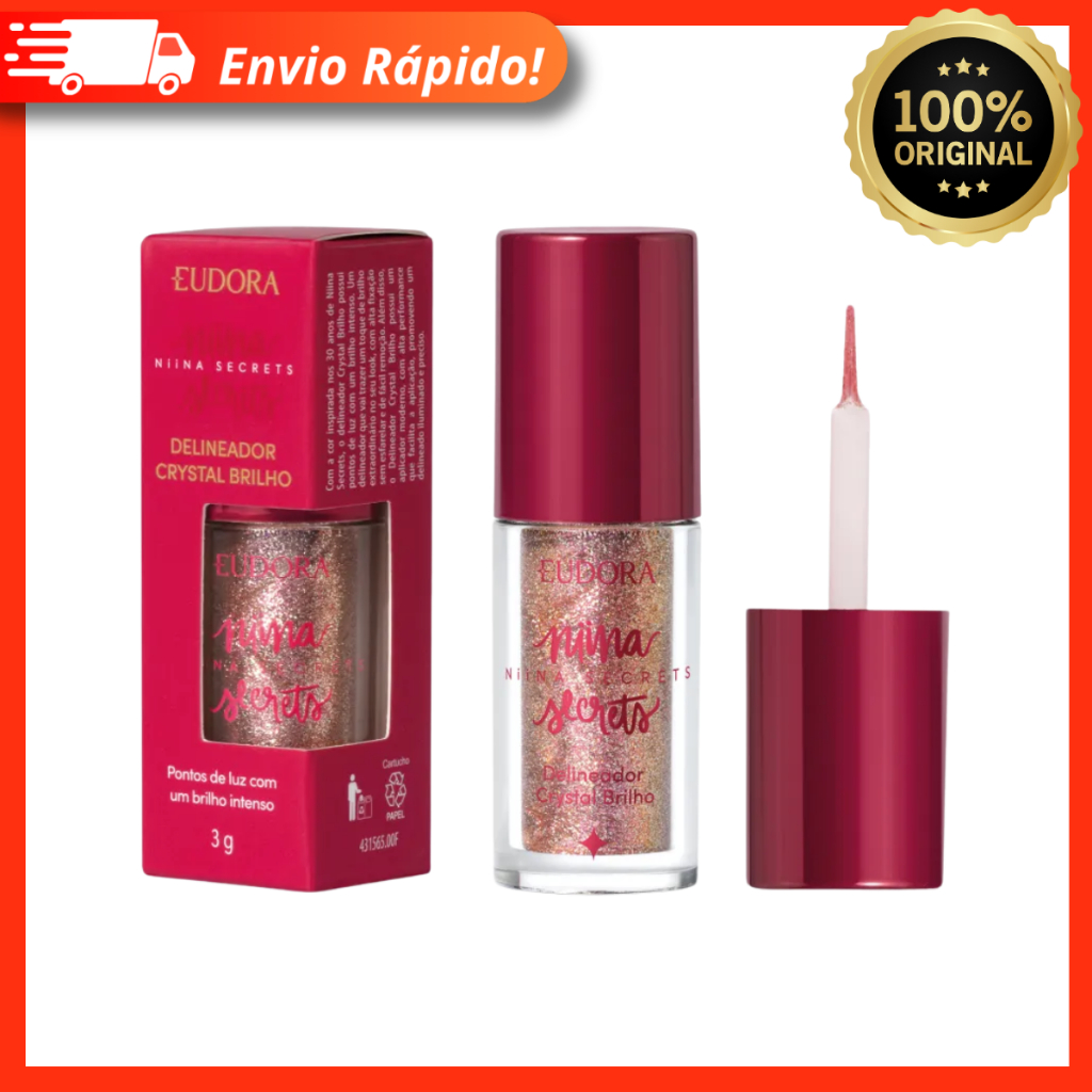 Delineador Crystal Brilho Niina Secrets 3g – Pontos De Luz Com Brilho Intenso – Eudora