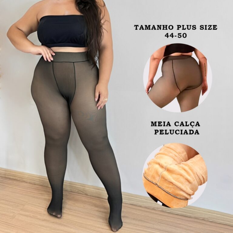Meia-Calça Térmica Plus Size Peluciada Transluci
