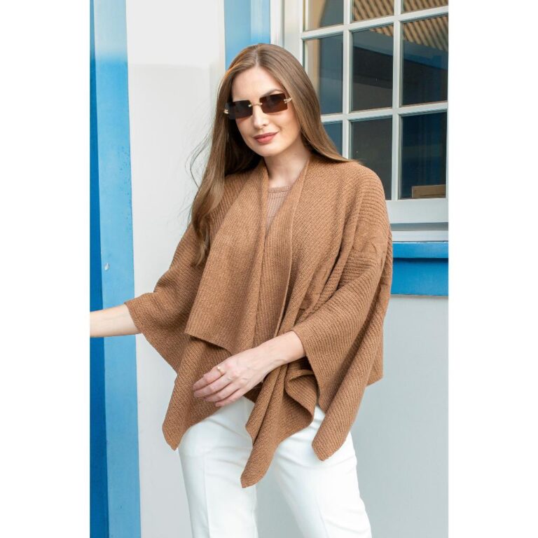 Capa Poncho Feminino Tricot Mousse Xale Moderno Es