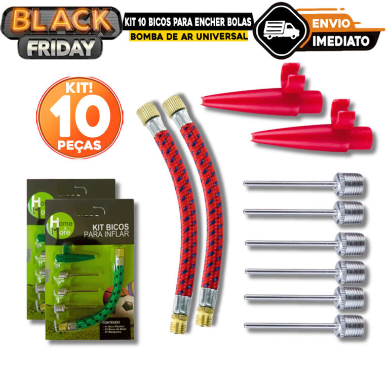 Kit Bicos Para Encher Inflar Bolas Piscinas 10 Pe