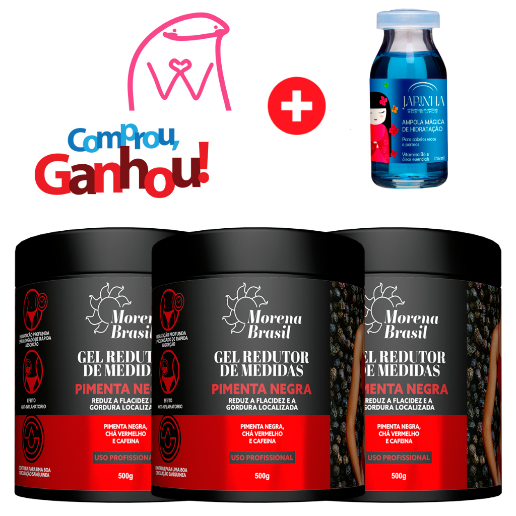 Kit 4X Gel Redutor de Medidas Pimenta Negra Morena Brasil