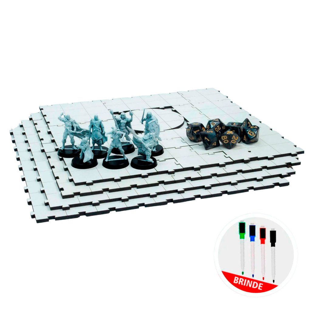 Kit do Mestre para RPG com Grid, Dados E Miniaturas – GOLD