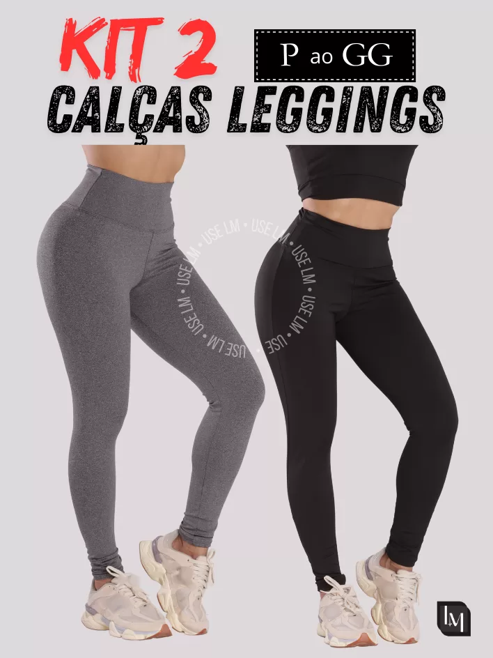 Kit 2 Calças Leg Legging Feminina Suplex Fitness 