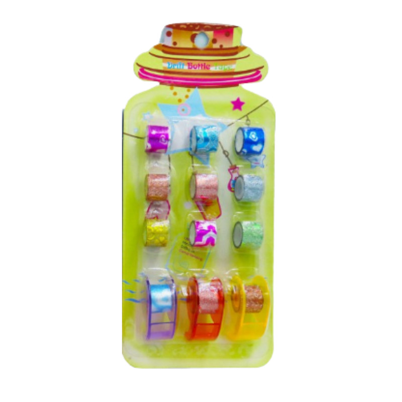 Kit 12 Fitas Decorativas Colantes Coloridas Com 3 suportes
