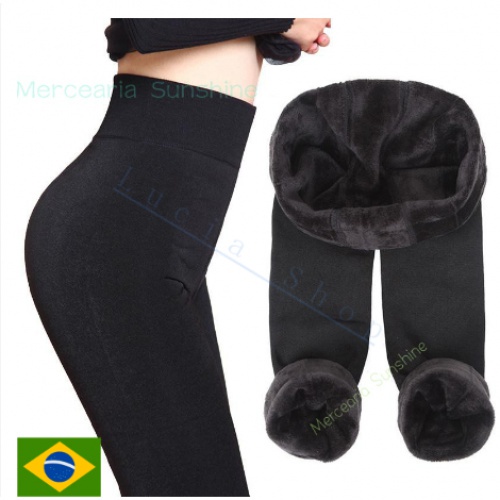 Meias Calça fio 80  Térmica felpada  Cor Preta C