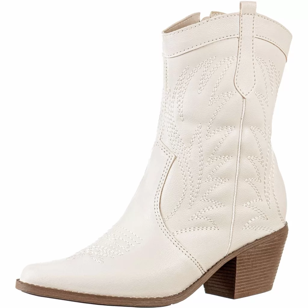 Bota Feminina Western Texana Cano Curto Bordada