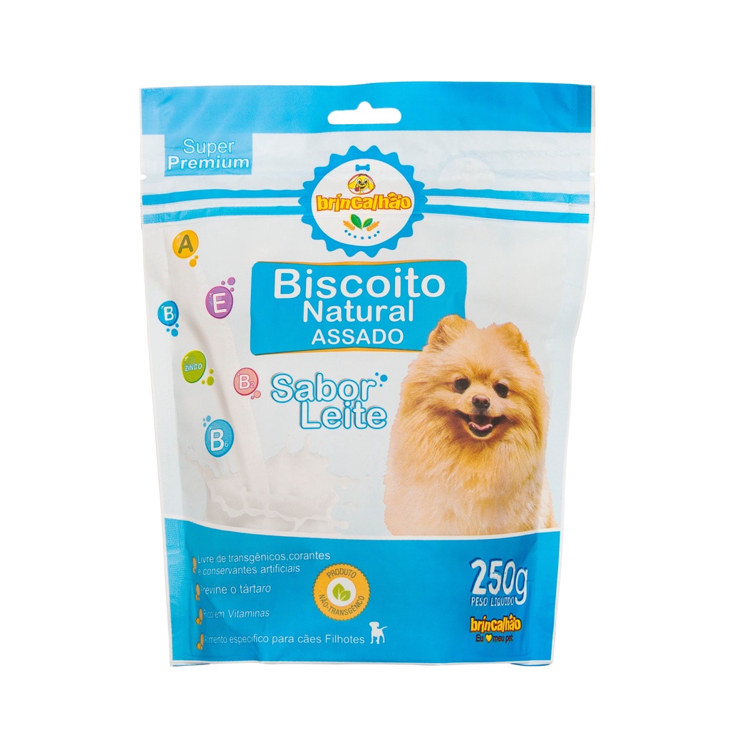 Biscoito para Cachorro Petisco Natural Leite Brincalhão 250g