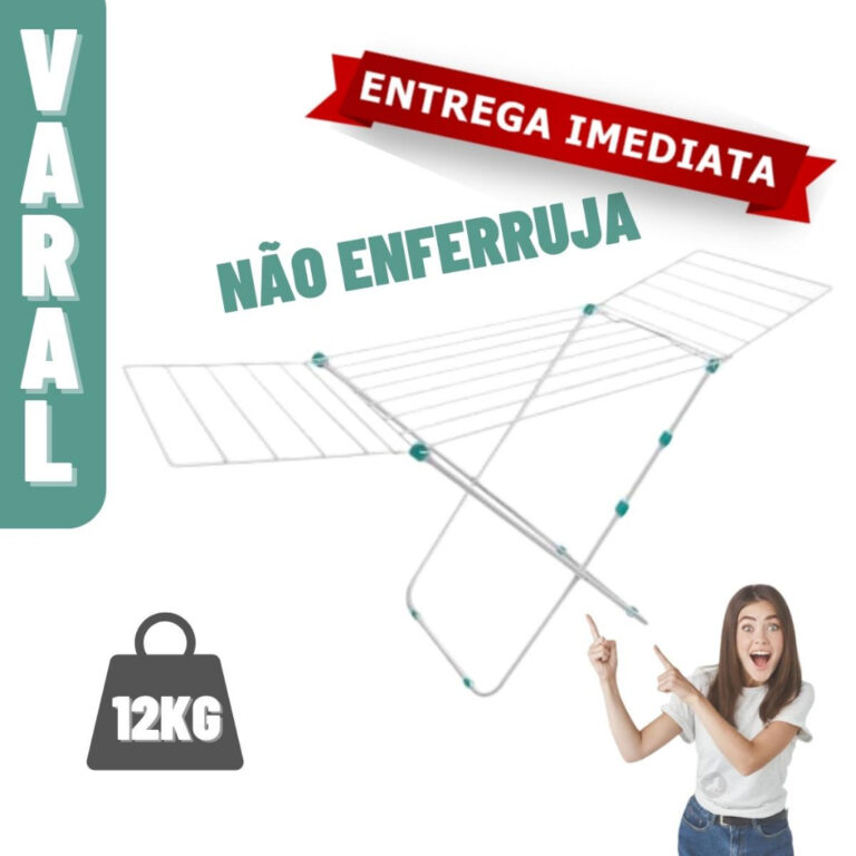 Varal De Chão INOX Reforçado Com Abas Retrátil 